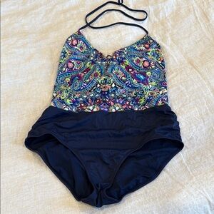 Athleta Colorful Paisley Halter Swimsuit